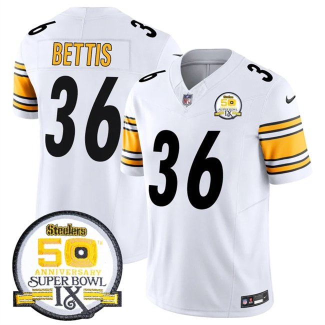 White Pittsburgh Steelers #36 Jerome Bettis 2024 F.U.S.E. 50th Anniversary Of Super Bowl IX Alternate Vapor Untouchable Limited Stitched Jersey - PSJ708