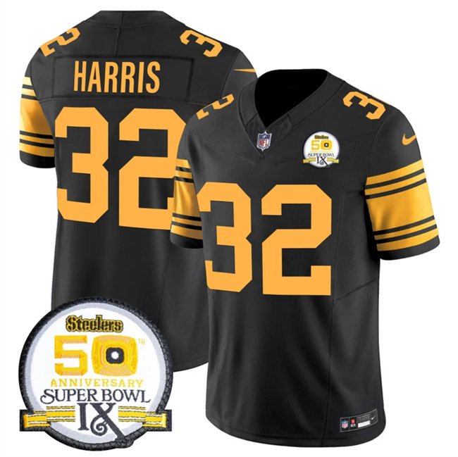 Black Pittsburgh Steelers #32 Franco Harris 2024 F.U.S.E. 50th Anniversary Of Super Bowl IX Color Rush Limited Stitched Jersey - PSJ524