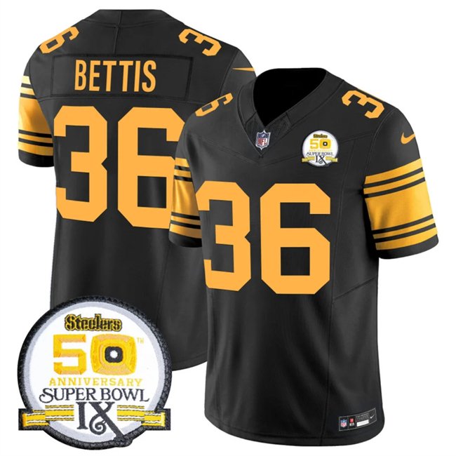 Black Pittsburgh Steelers #36 Jerome Bettis 2024 F.U.S.E. 50th Anniversary Of Super Bowl IX Color Rush Limited Stitched Jersey - PSJ86