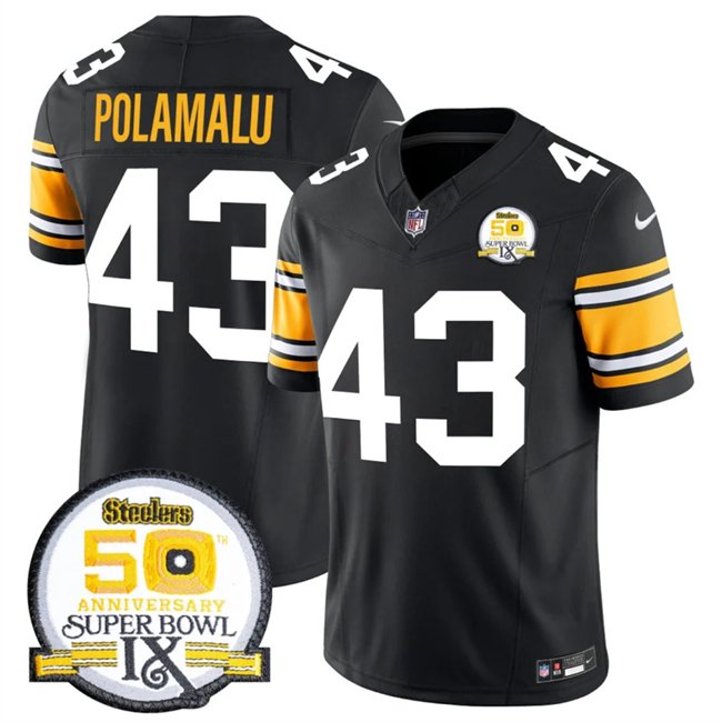 Black Pittsburgh Steelers #43 Troy Polamalu 2024 F.U.S.E. 50th Anniversary Of Super Bowl IX Vapor Untouchable Limited Stitched Jersey - PSJ572