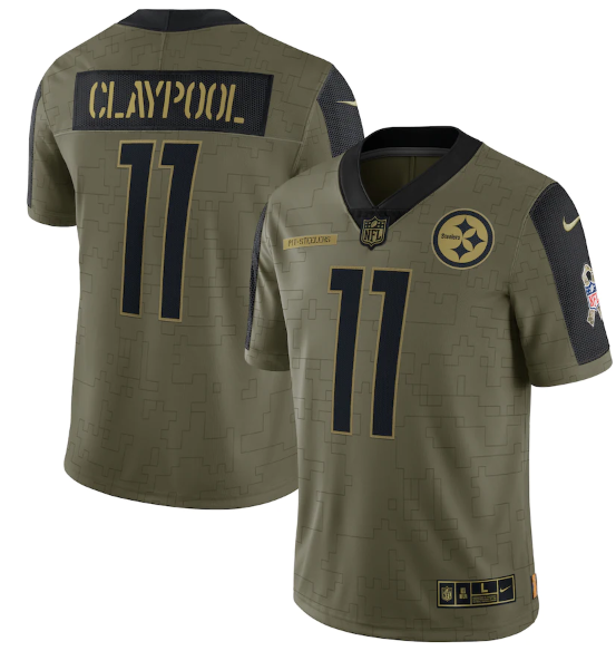Olive Pittsburgh Steelers #11 Chase Claypool 2021 Salute To Service Limited Stitched Jersey - PSJ169