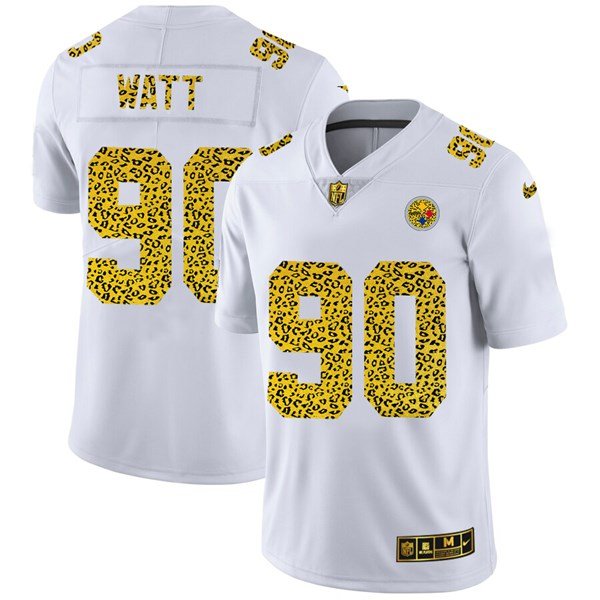 Pittsburgh Steelers #90 T. J. Watt 2020 White Leopard Print Fashion Limited Stitched Jersey - PSJ324
