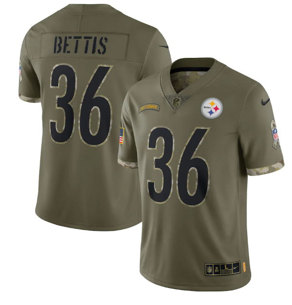 Olive Pittsburgh Steelers #36 Jerome Bettis 2022 Salute To Service Limited Stitched Jersey - PSJ821
