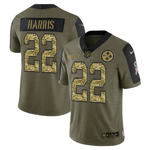 Olive Pittsburgh Steelers #22 Najee Harris 2021 Camo Salute To Service Limited Stitched Jersey - PSJ671