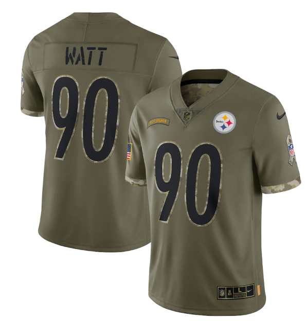 Olive Pittsburgh Steelers #90 T. J. Watt 2022 Salute To Service Limited Stitched Jersey - PSJ770