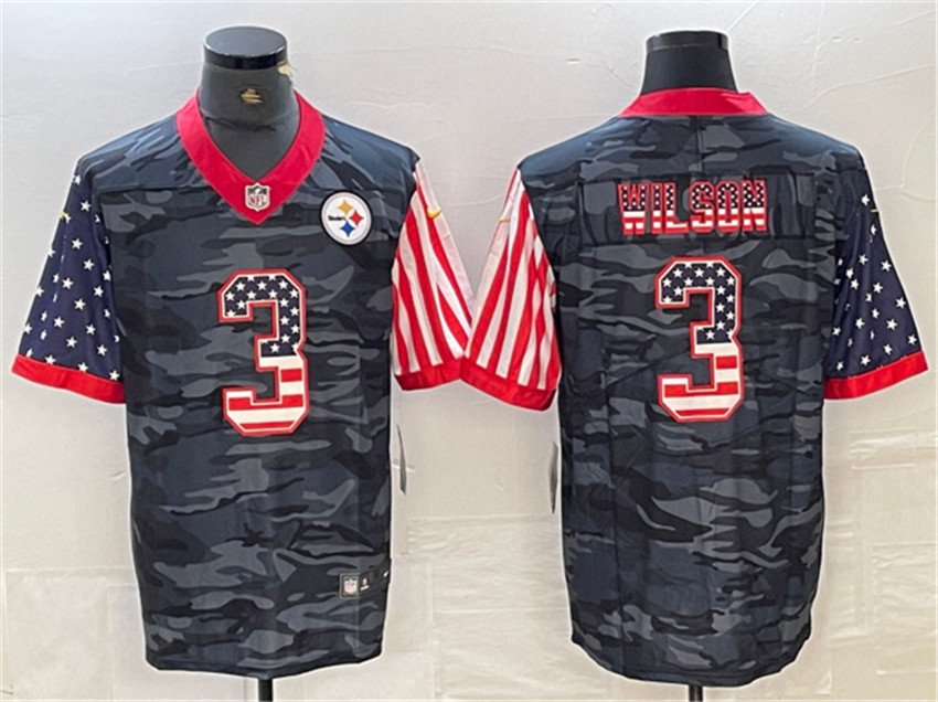 Camo Pittsburgh Steelers #3 Russell Wilson USA Flag Limited Stitched Jersey - PSJ815