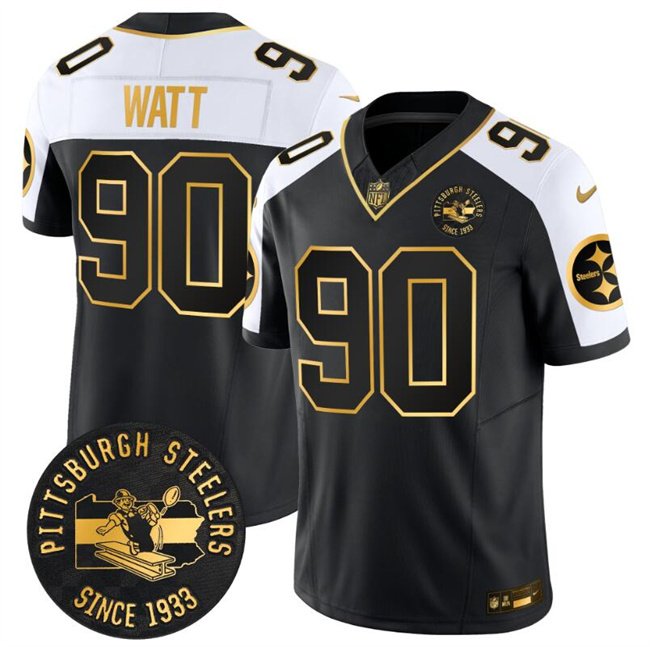 Black Gold Pittsburgh Steelers #90 T.J. Watt Alternate F.U.S.E. Throwback 1933 Patch Vapor Limited Stitched Football Jersey - PSJ415