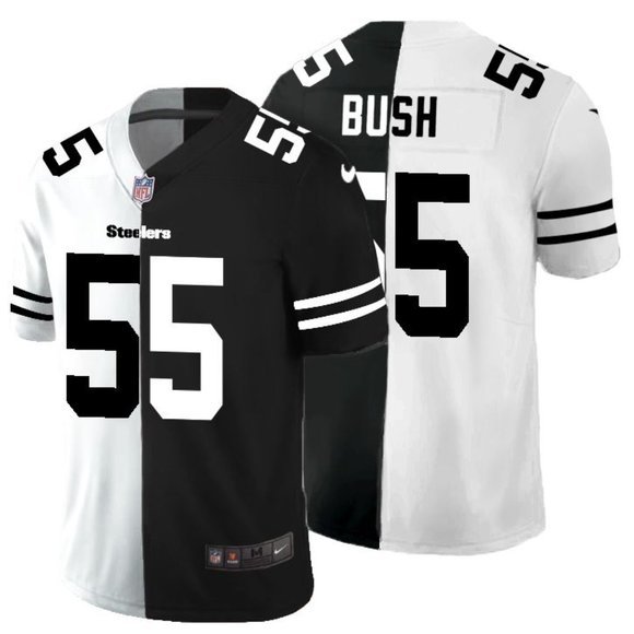 Pittsburgh Steelers Black & White Split #55 Devin Bush Limited Stitched Jersey - PSJ820