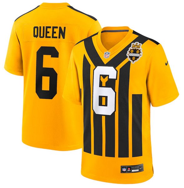 Gold Pittsburgh Steelers #6 Patrick Queen 1933 Throwback Alternate Football Stitched Football Game Jersey - PSJ835