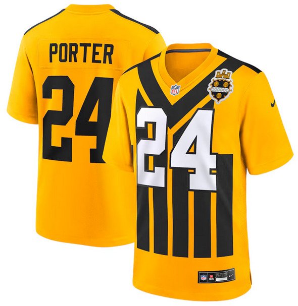 Gold Pittsburgh Steelers #24 Joey Porter Jr. 1933 Throwback Alternate Football Stitched Football Game Jersey - PSJ236