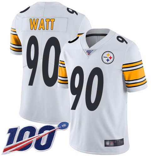 Nike Steelers #90 T. J. Watt White Stitched NFL 100th Season Vapor Limited Jersey - PSJ207