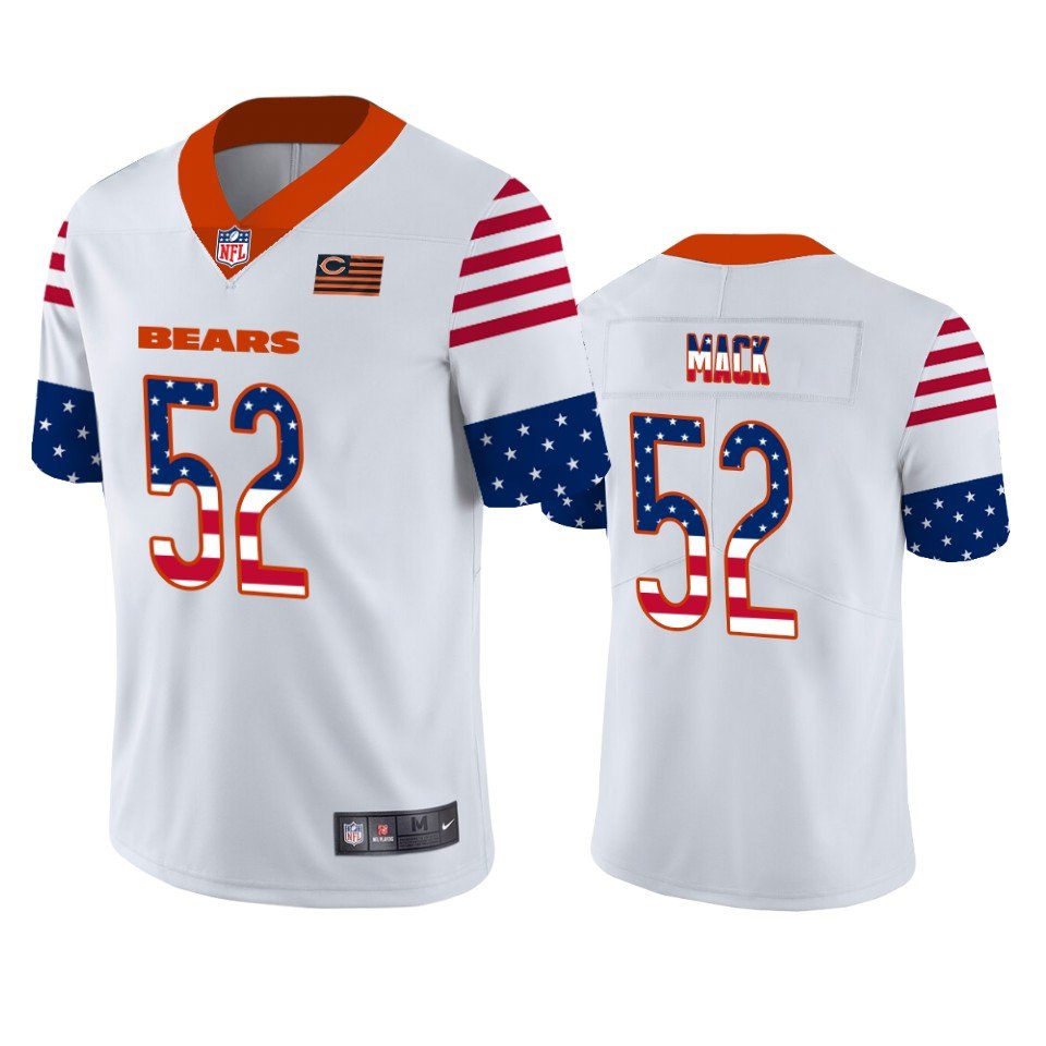 Chicago Bears #52 Khalil Mack White Nike Team Logo USA Flag Vapor Untouchable Limited NFL Jersey - CBJ249