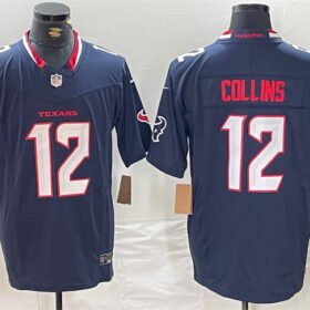 Navy Houston Texans #12 Nico Collins F.U.S.E. Vapor Limited Stitched Football Jersey - HTJ04