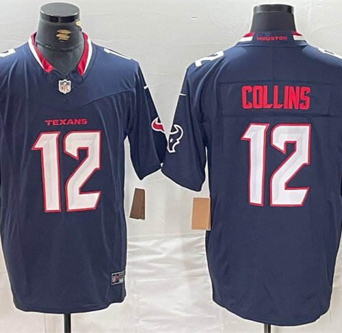 Navy Houston Texans #12 Nico Collins F.U.S.E. Vapor Limited Stitched Football Jersey - HTJ04
