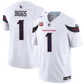 White Houston Texans #1 Stefon Diggs 2024 Vapor F.U.S.E. With 4-Star C Patch Limited Stitched Jersey - HTJ208