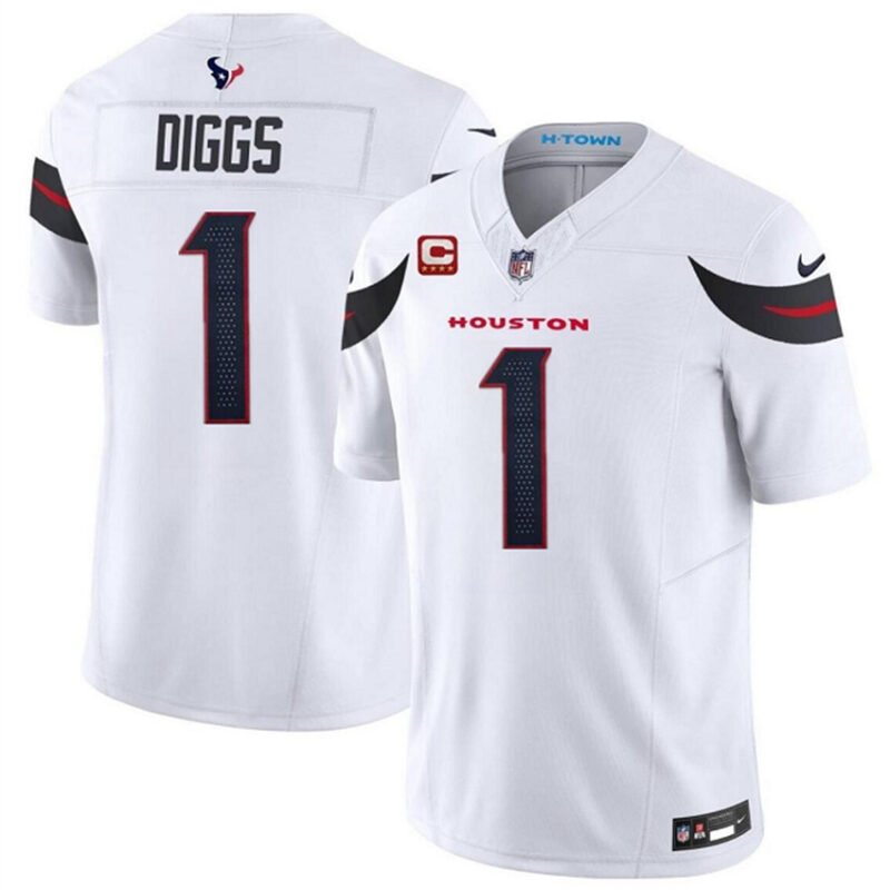 White Houston Texans #1 Stefon Diggs 2024 Vapor F.U.S.E. With 4-Star C Patch Limited Stitched Jersey - HTJ208