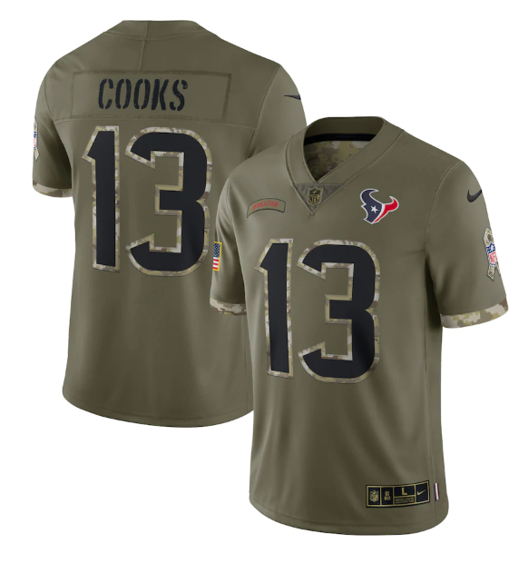 Olive Houston Texans #13 Brandin Cooks 2022 Salute To Service Limited Stitched Jersey - HTJ382