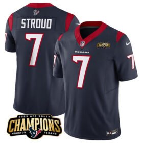 Navy Houston Texans #7 C.J. Stroud 2023 F.U.S.E. AFC South Champions Patch Vapor Untouchable Limited Stitched Football Jersey - HTJ356