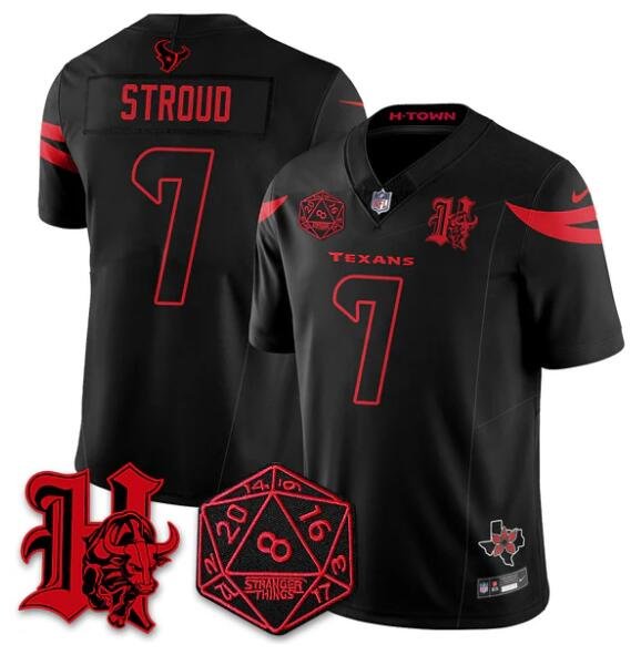 Black Houston Texans #7 C.J. Stroud F.U.S.E. 'Stranger Things Edition' Vapor Limited Stitched Football Jersey - HTJ239
