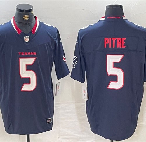 Navy Houston Texans #5 Jalen Pitre F.U.S.E. Vapor Limited Stitched Football Jersey - HTJ57