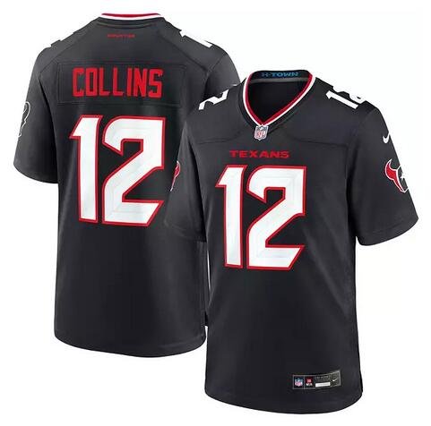 Navy Houston Texans #12 Nico Collins Stitched Game Jersey - HTJ224