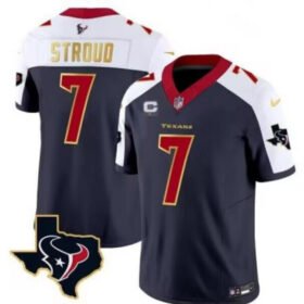 Navy/White Houston Texans #7 C.J. Stroud Gold 2024 F.U.S.E. With 1-Star C Patch Limited Stitched Jersey - HTJ37