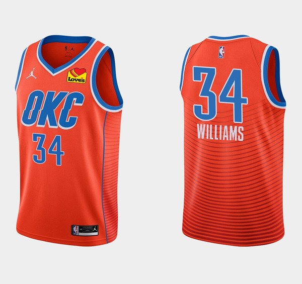 Orange Oklahoma City Thunder #34 Kenrich Williams Stitched Basketball Jersey - OKC91