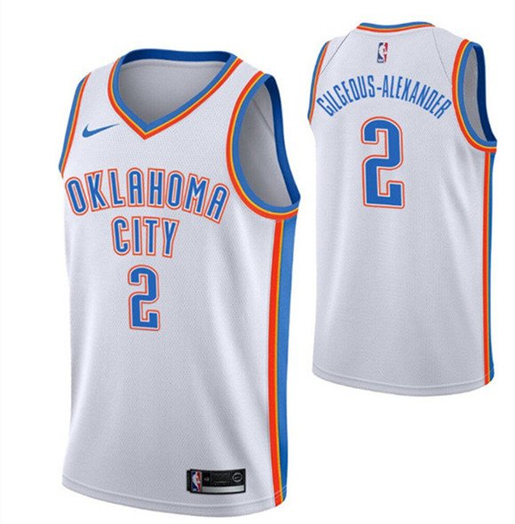 White Oklahoma City Thunder #2 Shai Gilgeous-Alexander Stitched Basketball Jersey - OKC113