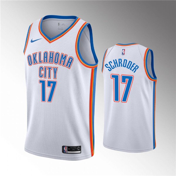 White Oklahoma City Thunder #17 Dennis Schroder Stitched Basketball Jersey - OKC80