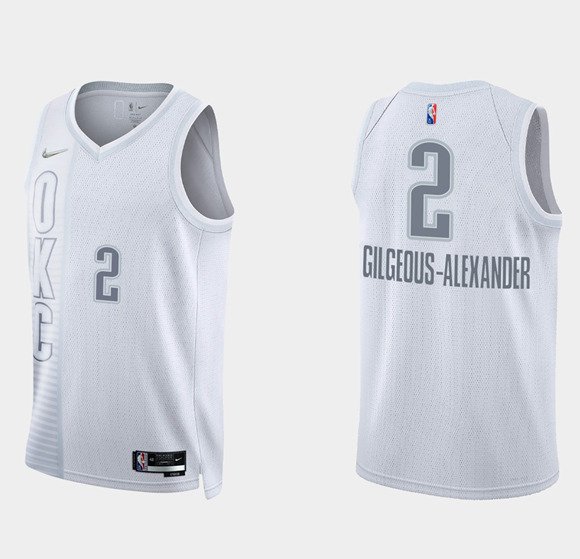 White Oklahoma City Thunder #2 Shai Gilgeous-Alexander 2021/22 City Edition 75th Anniversary Stitched Basketball Jersey - OKC62