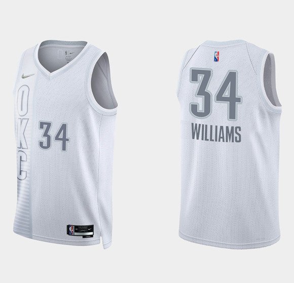 White Oklahoma City Thunder #34 Kenrich Williams 2021/22 City Edition 75th Anniversary Stitched Basketball Jersey - OKC97