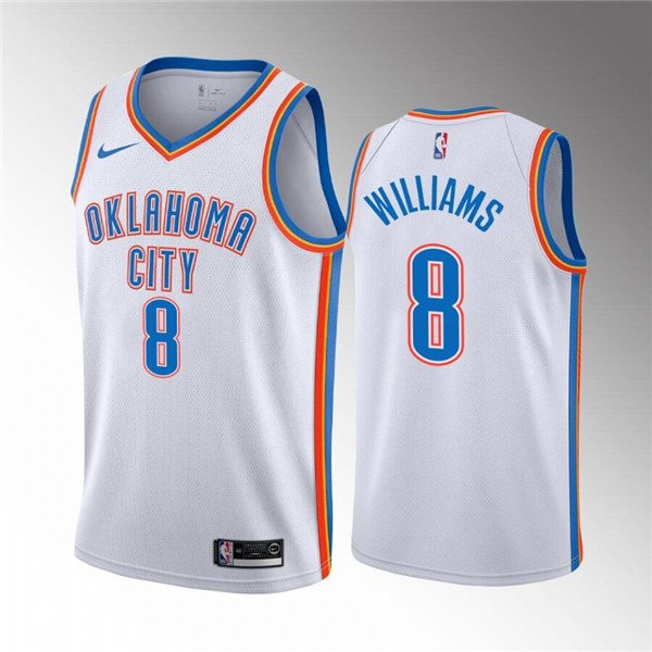 White Oklahoma City Thunder #8 Jalen Williams Association Edition Stitched Basketball Jersey - OKC116