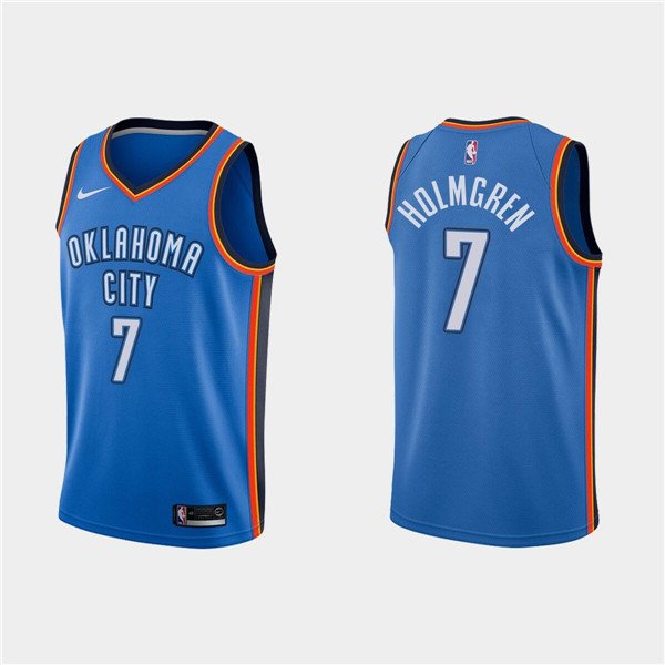 Blue Oklahoma City Thunder #7 Chet Holmgren Icon Edition 75th Anniversary Stitched Basketball Jersey - OKC15