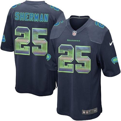Nike Seahawks #25 Richard Sherman Steel Blue Team Color Stitched NFL Limited Strobe Jersey