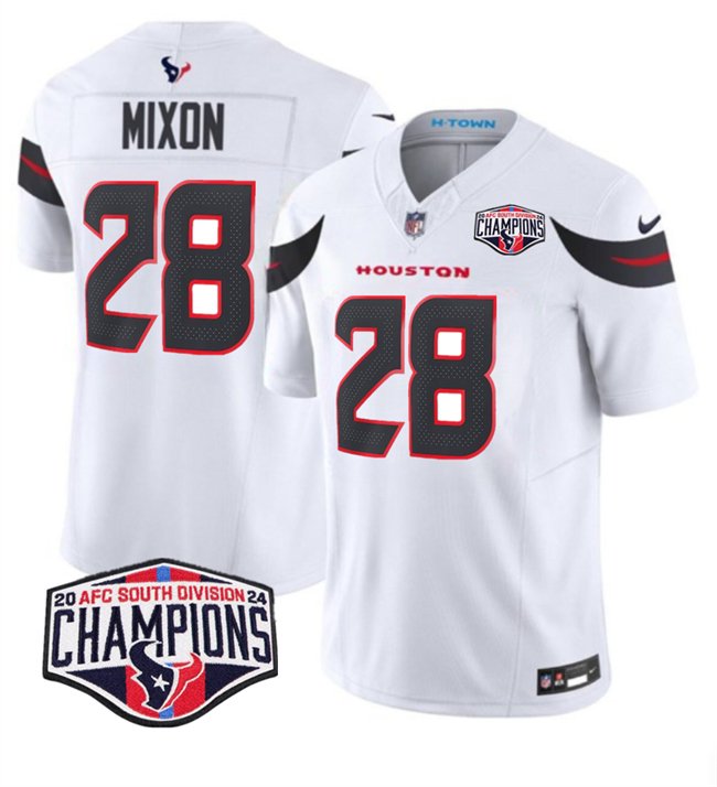 White Houston Texans #28 Joe Mixon F.U.S.E. 2024 AFC South Division Champions Vapor Limited Stitched Football Jersey - HTJ101