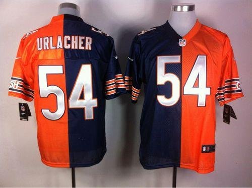Nike Bears #54 Brian Urlacher Navy Blue/Orange Stitched NFL Elite Split Jersey - CBJ221
