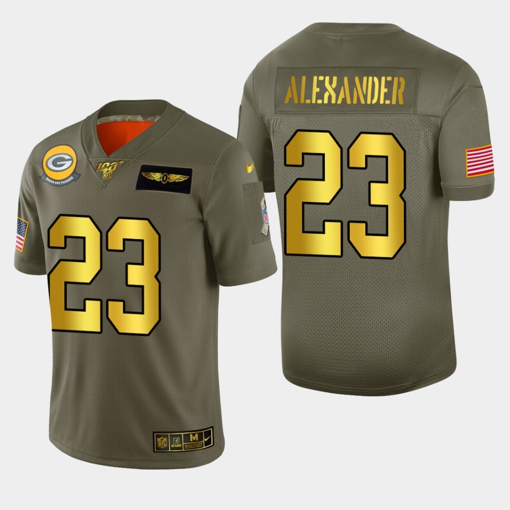 Nike Packers #23 Jaire Alexander Olive Gold 2019 Salute to Service NFL 100 Limited Jersey - GBJ80