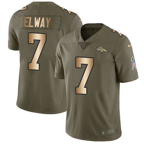 Nike Broncos #7 John Elway Olive/Gold Stitched NFL Limited 2017 Salute To Service Jersey