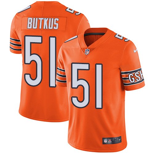 Nike Bears #51 Dick Butkus Orange Stitched NFL Limited Rush Jersey - CBJ97