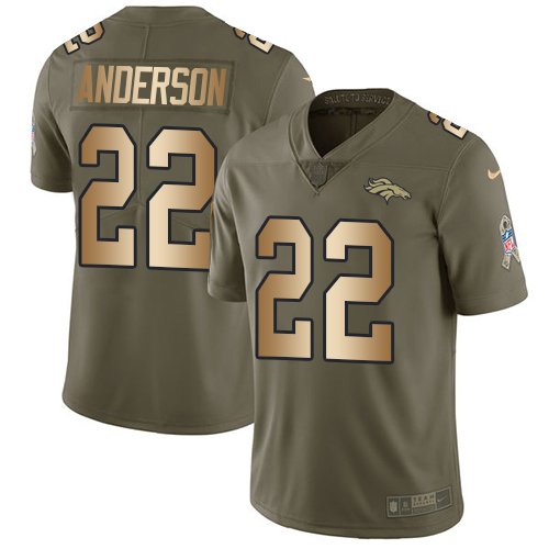 Nike Broncos #22 C.J. Anderson Olive/Gold Stitched NFL Limited 2017 Salute To Service Jersey