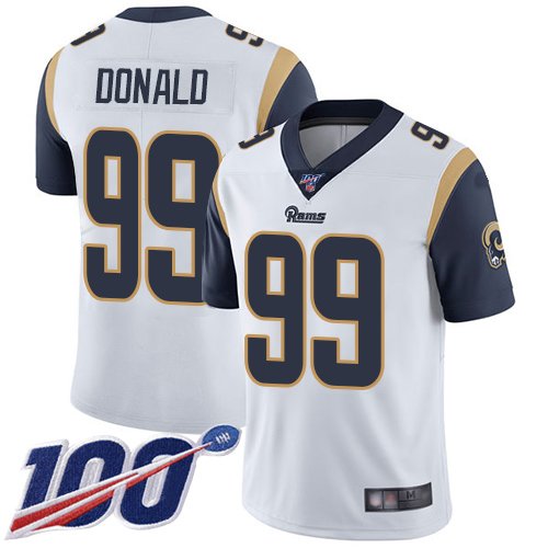 Nike Rams #99 Aaron Donald White Stitched NFL 100th Season Vapor Limited Jersey - LAR241