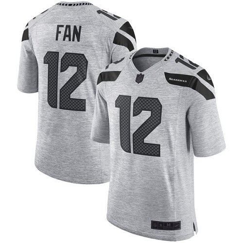 Nike Seahawks #12 Fan Gray Stitched NFL Limited Gridiron Gray II Jersey