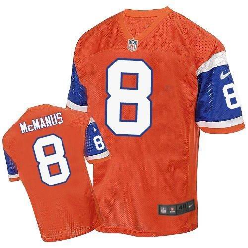 Nike Broncos #8 Brandon McManus Orange Throwback Stitched NFL Elite Jersey