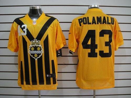 Nike Steelers #43 Troy Polamalu Gold 1933s Throwback Embroidered NFL Elite Jersey - PSJ656