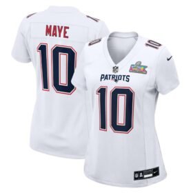New England Patriots #10 Drake Maye  White Super Bowl LX Patch Tundra Fashion Game Jersey - NEP108