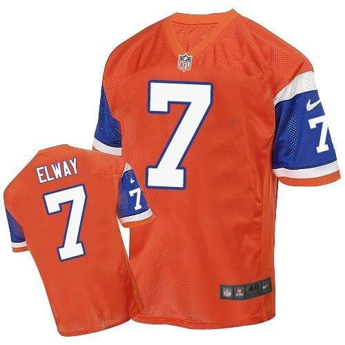 Nike Broncos #7 John Elway Orange Throwback Stitched NFL Elite Jersey