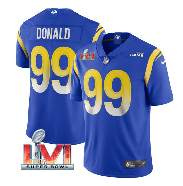 Royal Los Angeles Rams #99 Aaron Donald 2022 Super Bowl LVI Vapor Limited Stitched Jersey - LAR197