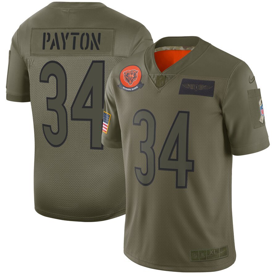Nike Bears #34 Walter Payton Camo Stitched NFL Limited 2019 Salute To Service Jersey - CBJ58