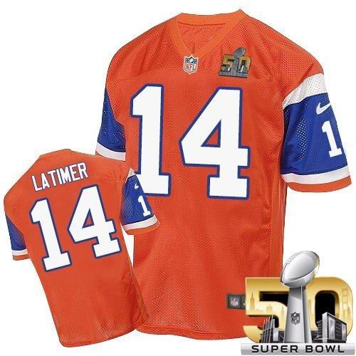 Broncos Orange #14 Cody Latimer Throwback Super Bowl 50 Stitched NFL Elite Jersey