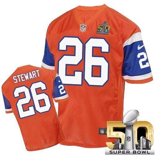 Broncos Orange #26 Darian Stewart Throwback Super Bowl 50 Stitched NFL Elite Jersey